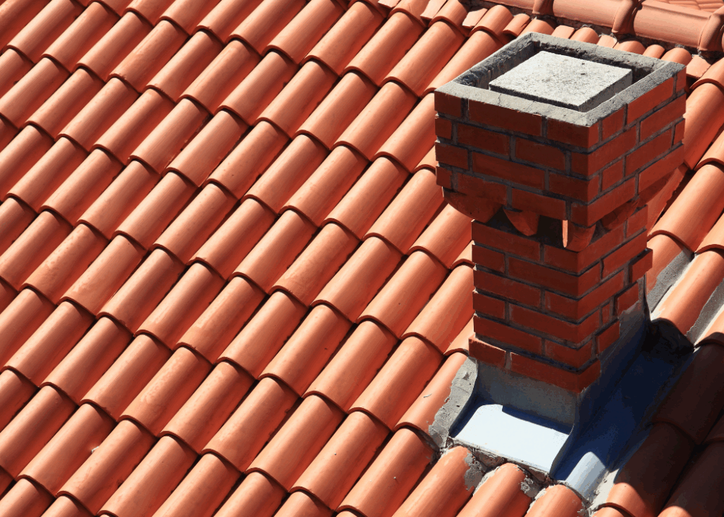 Closeup picture of brick roof